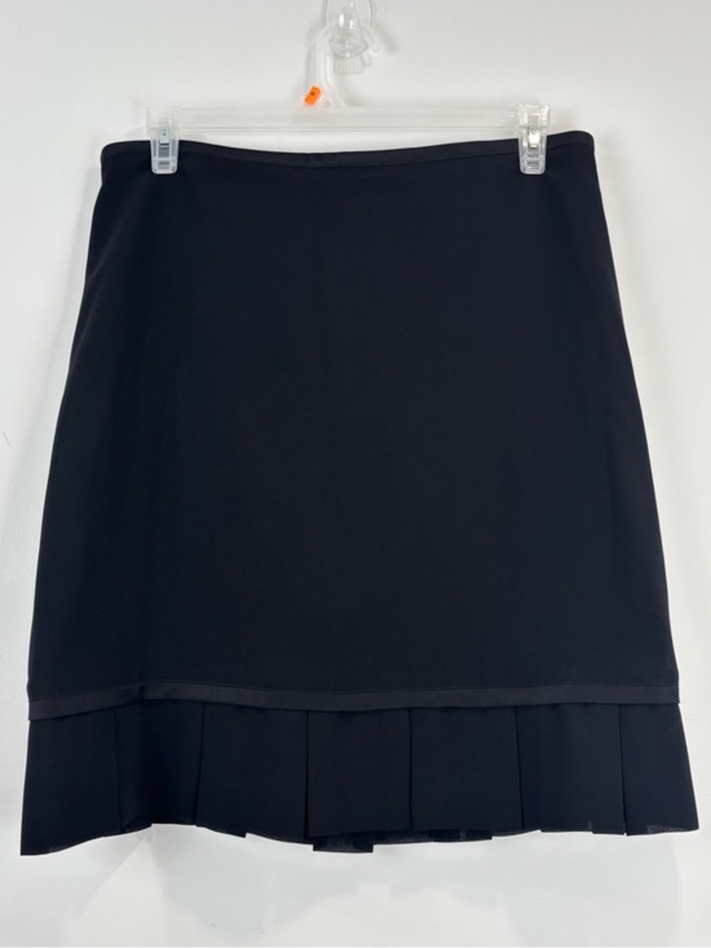 Joseph Ribkoff Black Pleated Hem Skirt Size 14 Knee Length Minimalist Workwear